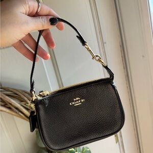 Coach Black Leather Mini Zipper Bag